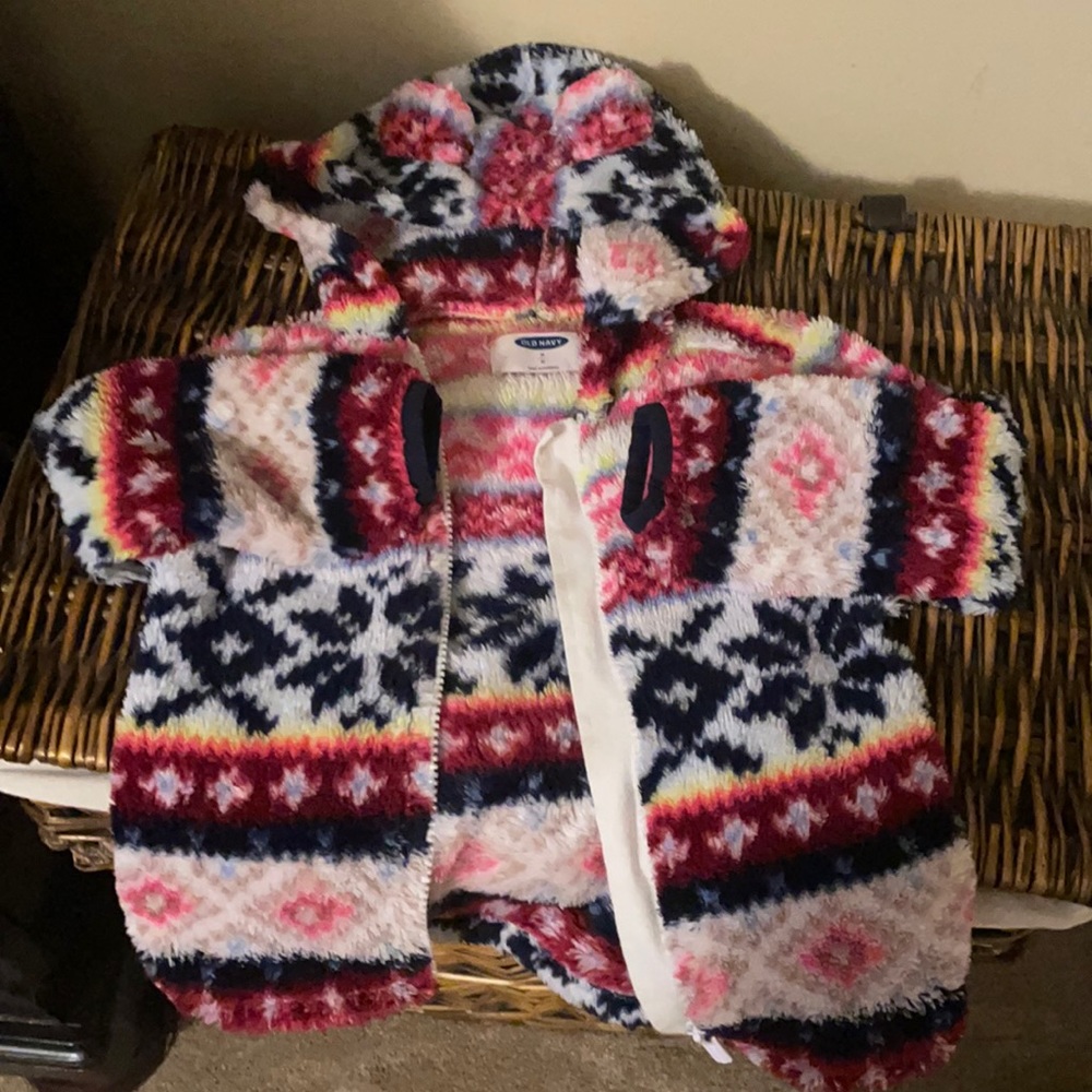3T Old Navy Sherpa Critter Jacket. Design: Multi Fair-Isle